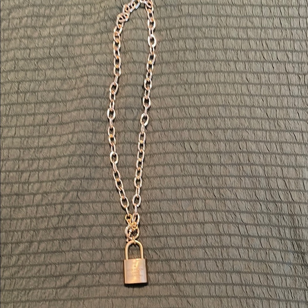 Gold Chain Necklace with Padlock Pendant